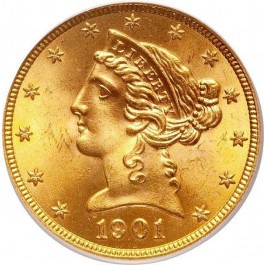 $5.00 Liberty Head Coin MS64 (Random Dates)